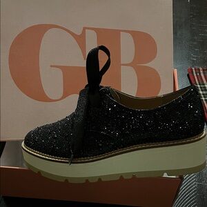 Gianni Bini Black Glitter Platform Sneakers